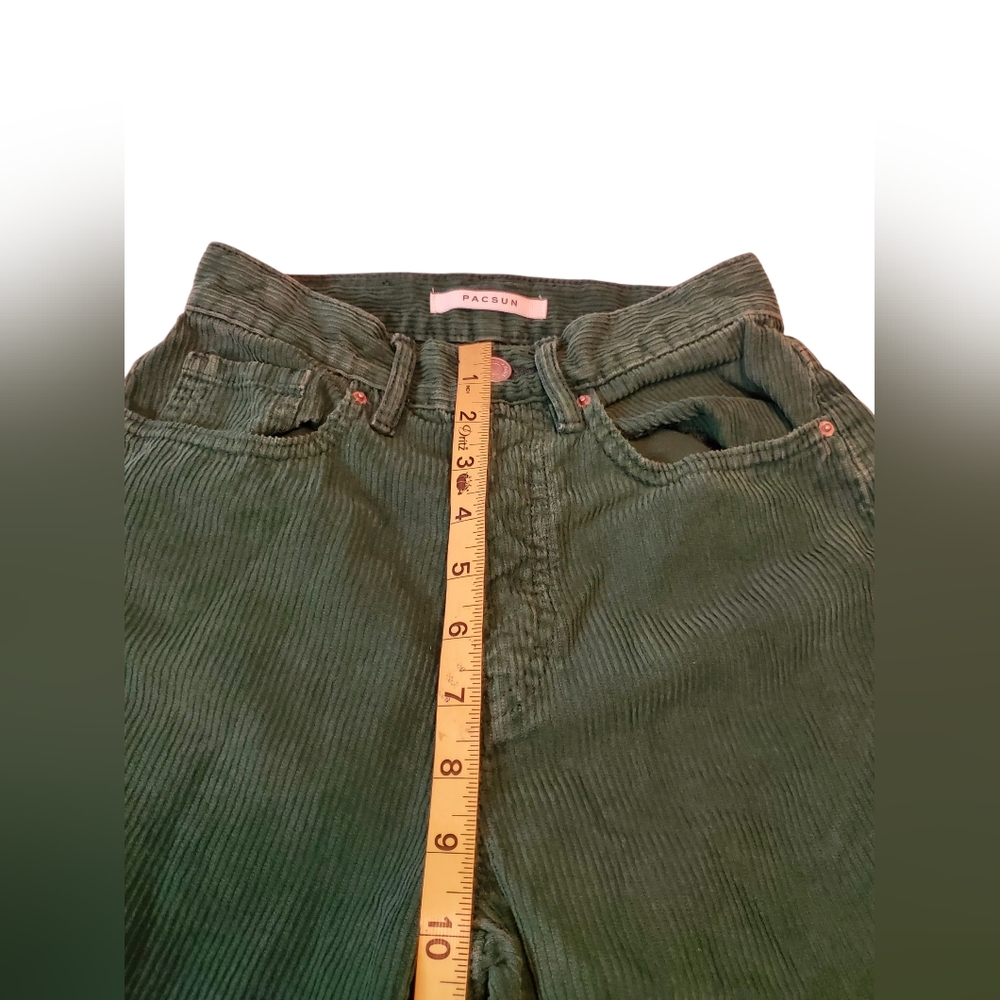PacSun Green Corduroy Dad Jeans High Rise Button Fly Size: 22 - Picture 8 of 11